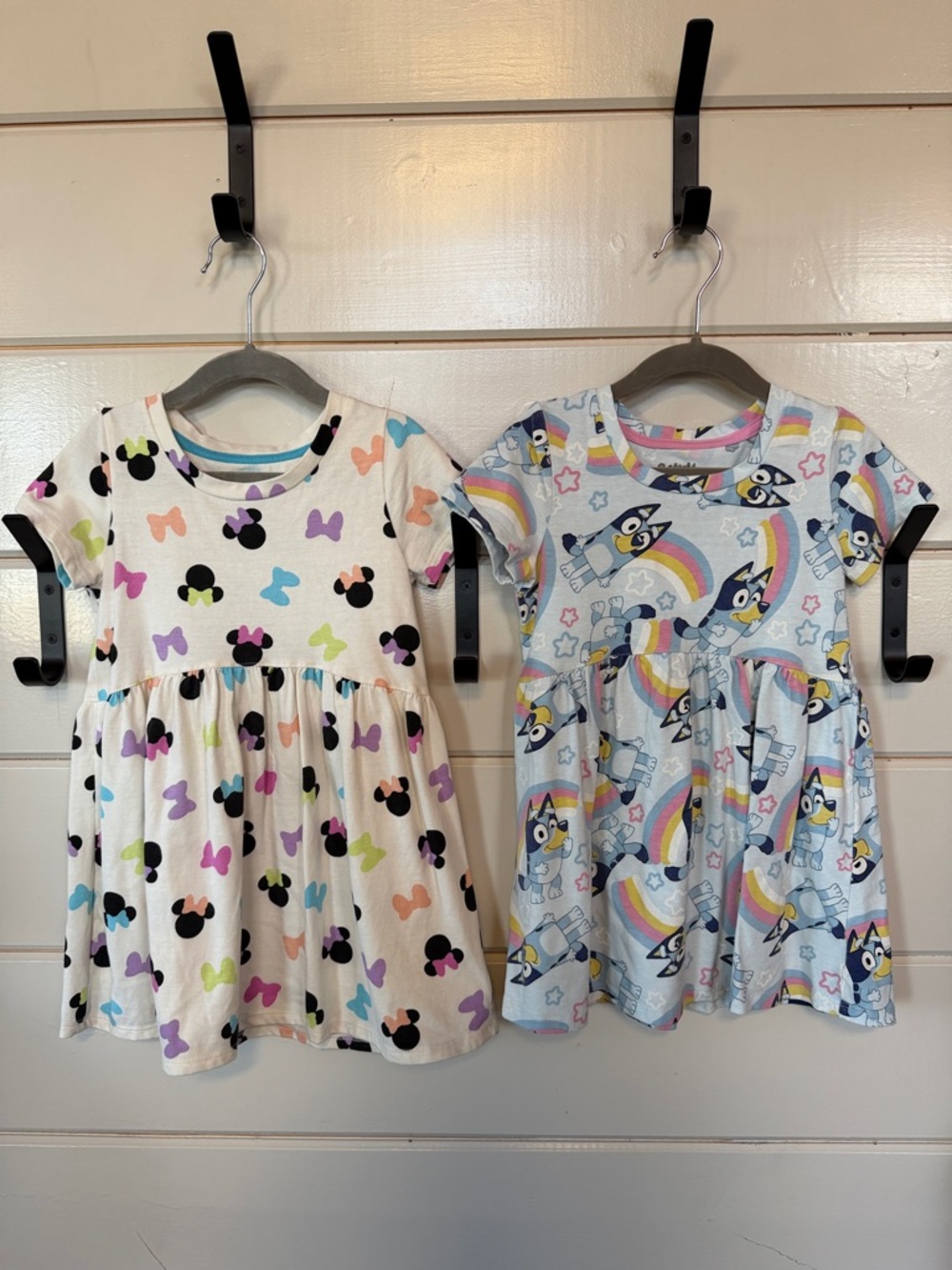 Disney | Girls' Short Sleeve Character Dresses - White & Light Blue | 4T